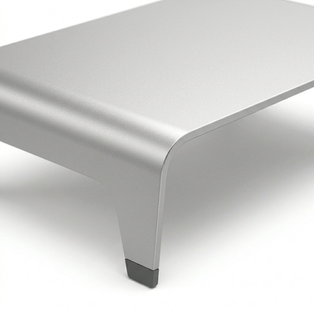Ergonomic Aluminum Monitor Stand Riser for 19–27 Inch Screens – Silver Gray