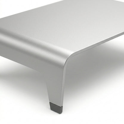 Ergonomic Aluminum Monitor Stand Riser for 19–27 Inch Screens – Silver Gray