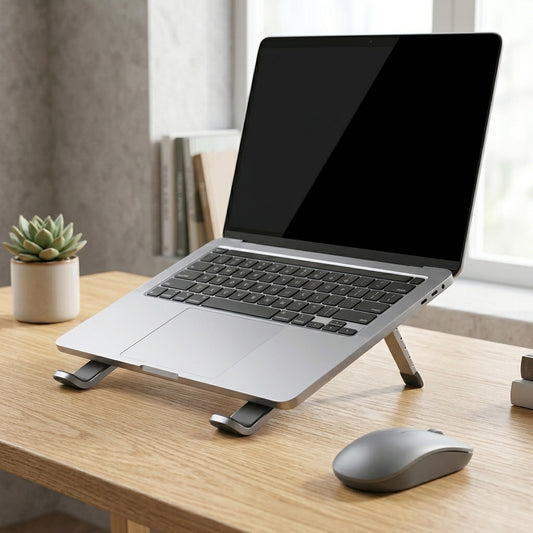 Adjustable Foldable Aluminum Laptop Stand – Silver