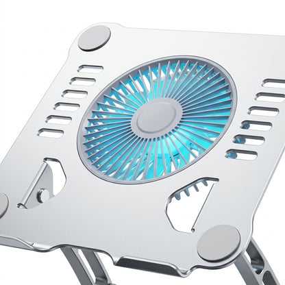 Adjustable Aluminum Laptop Stand with 360° Rotary Base – Silver