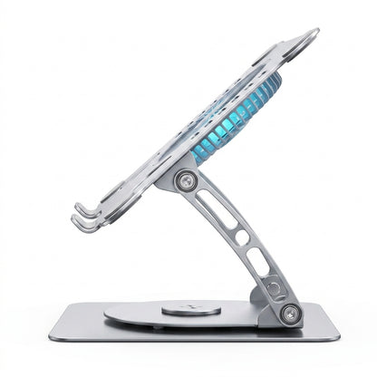 Adjustable Aluminum Laptop Stand with 360° Rotary Base – Silver