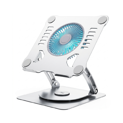 Adjustable Aluminum Laptop Stand with 360° Rotary Base – Silver