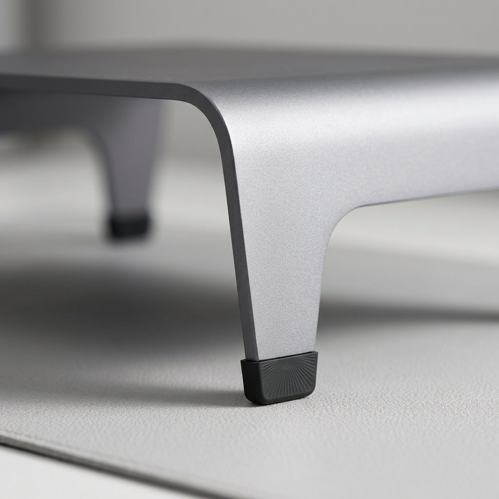 Ergonomic Aluminum Monitor Stand Riser for 19–27 Inch Screens – Silver Gray