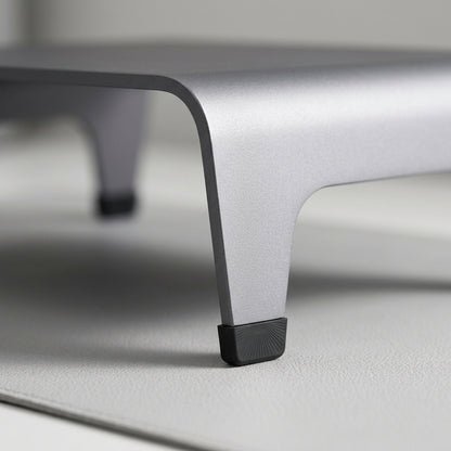 Ergonomic Aluminum Monitor Stand Riser for 19–27 Inch Screens – Silver Gray