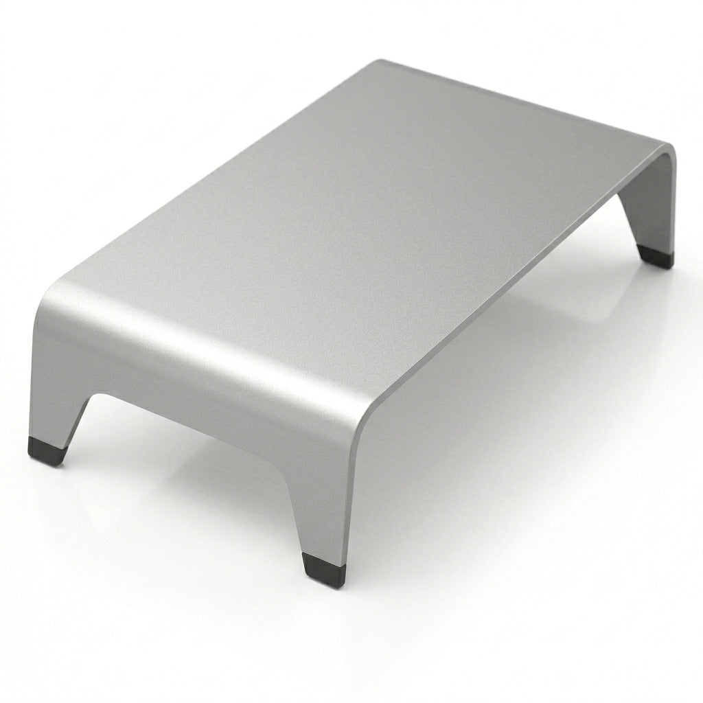 Ergonomic Aluminum Monitor Stand Riser for 19–27 Inch Screens – Silver Gray
