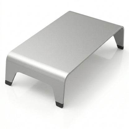Ergonomic Aluminum Monitor Stand Riser for 19–27 Inch Screens – Silver Gray