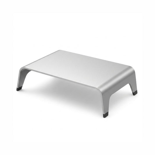 Ergonomic Aluminum Monitor Stand Riser for 19–27 Inch Screens – Silver Gray